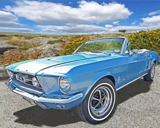 Vintage Blue 60s Mustang Car 5D Diamond Painting