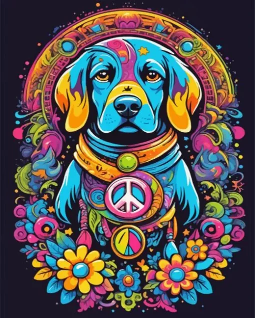 Aesthetic Hippie Dog 5D Diamond Painting