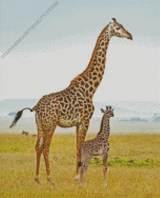 Baby And Mom Giraffe 5D Diamond Painting