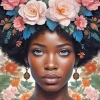 Black Woman Flowers 5D Diamond Painting