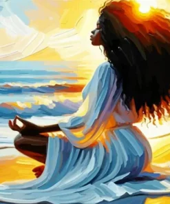 Black Woman Meditating Art 5D Diamond Painting