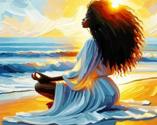 Black Woman Meditating Art 5D Diamond Painting