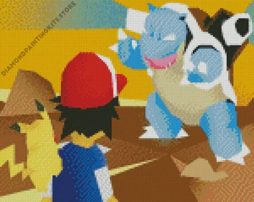 Blastoise With Ash And Pikachu 5D Diamond Painting