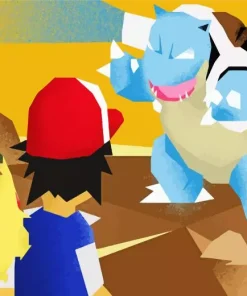 Blastoise With Ash And Pikachu 5D Diamond Painting