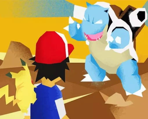 Blastoise With Ash And Pikachu 5D Diamond Painting