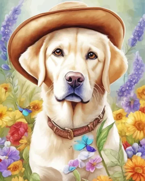 Blonde Labrador In A Hat 5D Diamond Painting