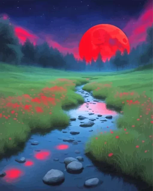 Blood Moon Forest 5D Diamond Painting