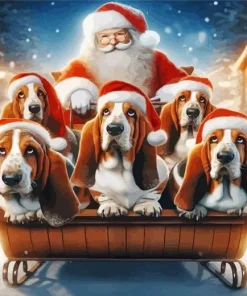 Bloodhound And Santa Claus 5D Diamond Painting