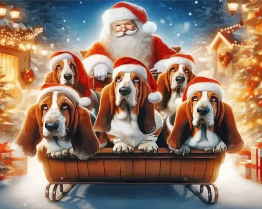 Bloodhound And Santa Claus 5D Diamond Painting