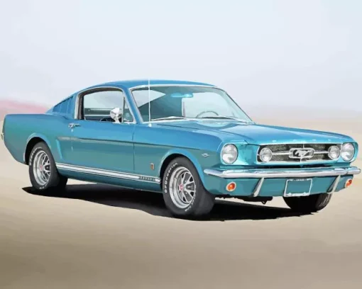 Blue 60s Mustang Car 5D Diamond Painting