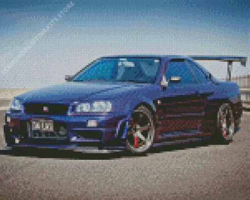 Blue R34 Skyline Gtr Car 5D Diamond Painting