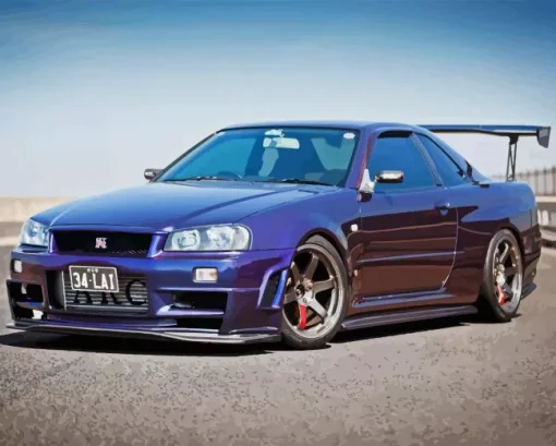 Blue R34 Skyline Gtr Car 5D Diamond Painting