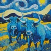 Blue Bulls Van Gogh 5D Diamond Painting