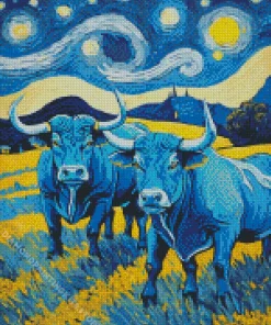 Blue Bulls Van Gogh 5D Diamond Painting