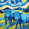 Blue Bulls Van Gogh 5D Diamond Painting