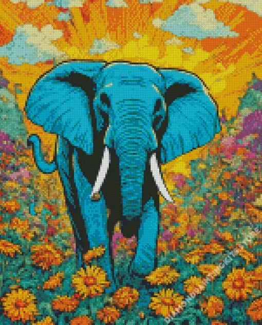 Blue Elephant 5D Diamond Painting