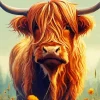 Brown Fluffy Cow 5D Diamond Painting