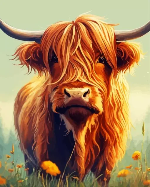 Brown Fluffy Cow 5D Diamond Painting