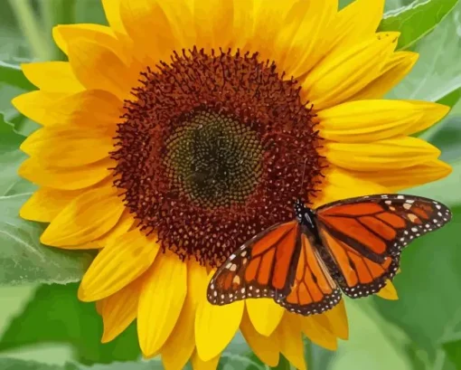 Butterfly With Sunflower 5D Diamond Painting