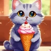 Cat Eating Ice Cream 5D Diamond Painting