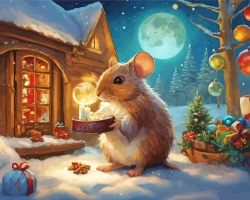 Christmas Mouse Art 5D Diamond Painting