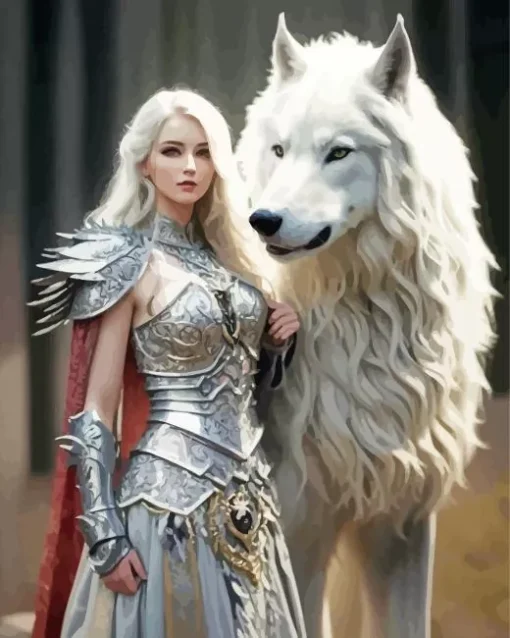 Female White Wolf Art 5D Diamond Painting