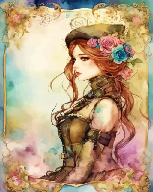 Floral Female Steampunk 5D Diamond Painting