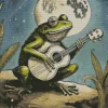 Frog Playing Guitar Under Moon 5D Diamond Painting