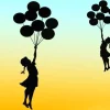 Girl With Balloon Silhouette 5D Diamond Painting