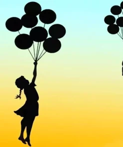 Girl With Balloon Silhouette 5D Diamond Painting