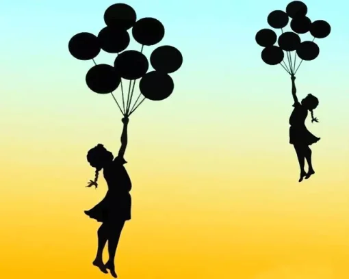 Girl With Balloon Silhouette 5D Diamond Painting