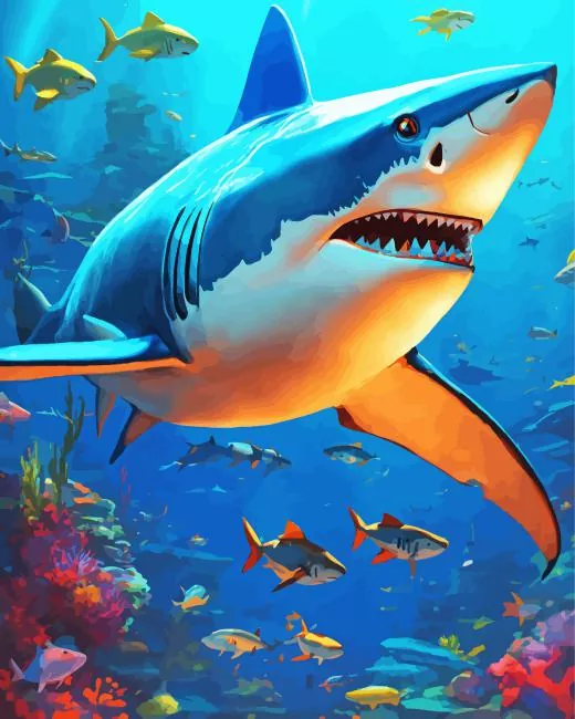 great white shark art Diamond Paintings Great White Shark Art 5D Diamond Painting