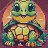 Green Turtle Cartoon Illustration 5D Diamond Painting