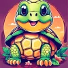 Green Turtle Cartoon Illustration 5D Diamond Painting