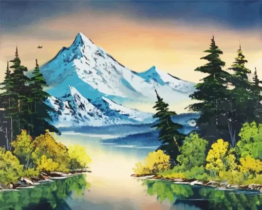 Grey Mountain Bob Ross 5D Diamond Painting