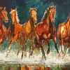 Horses Running In Water Art 5D Diamond Painting