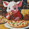 Pig Eating Pizza 5D Diamond Painting