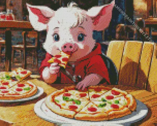 Pig Eating Pizza 5D Diamond Painting