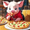 Pig Eating Pizza 5D Diamond Painting