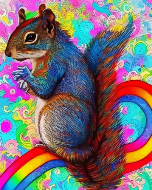 Rainbow Squirrel Animal 5D Diamond Painting