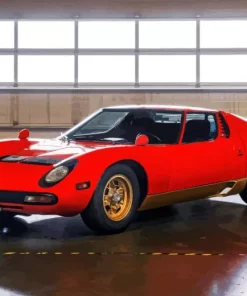 Red Lamborghini Miura Car 5D Diamond Painting