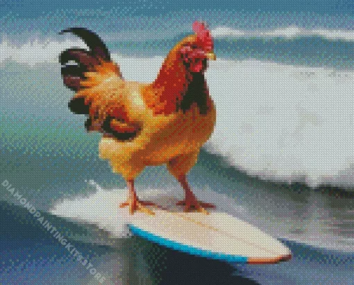 Surfing Chicken 5D Diamond Painting