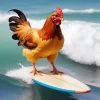 Surfing Chicken 5D Diamond Painting