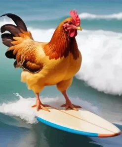 Surfing Chicken 5D Diamond Painting