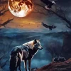 Wolf And Eagles Moon 5D Diamond Painting