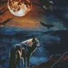 Wolf And Eagles Moon 5D Diamond Painting