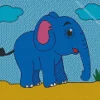 Cartoon Blue Elephant 5D Diamond Painting