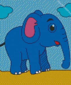 Cartoon Blue Elephant 5D Diamond Painting