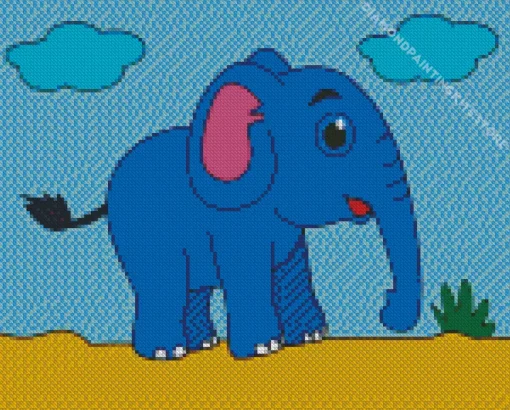 Cartoon Blue Elephant 5D Diamond Painting