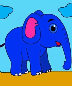 Cartoon Blue Elephant 5D Diamond Painting